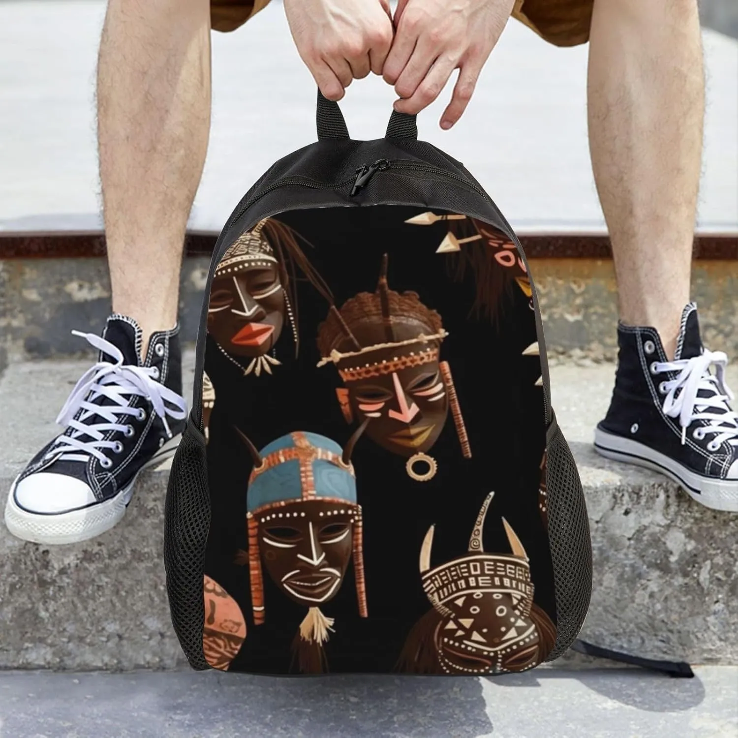 Travel Backpack for Women Men Lightweight 17 inch Laptop Bag African Ritual Ethnic Tribal Backpack Casual Daypack