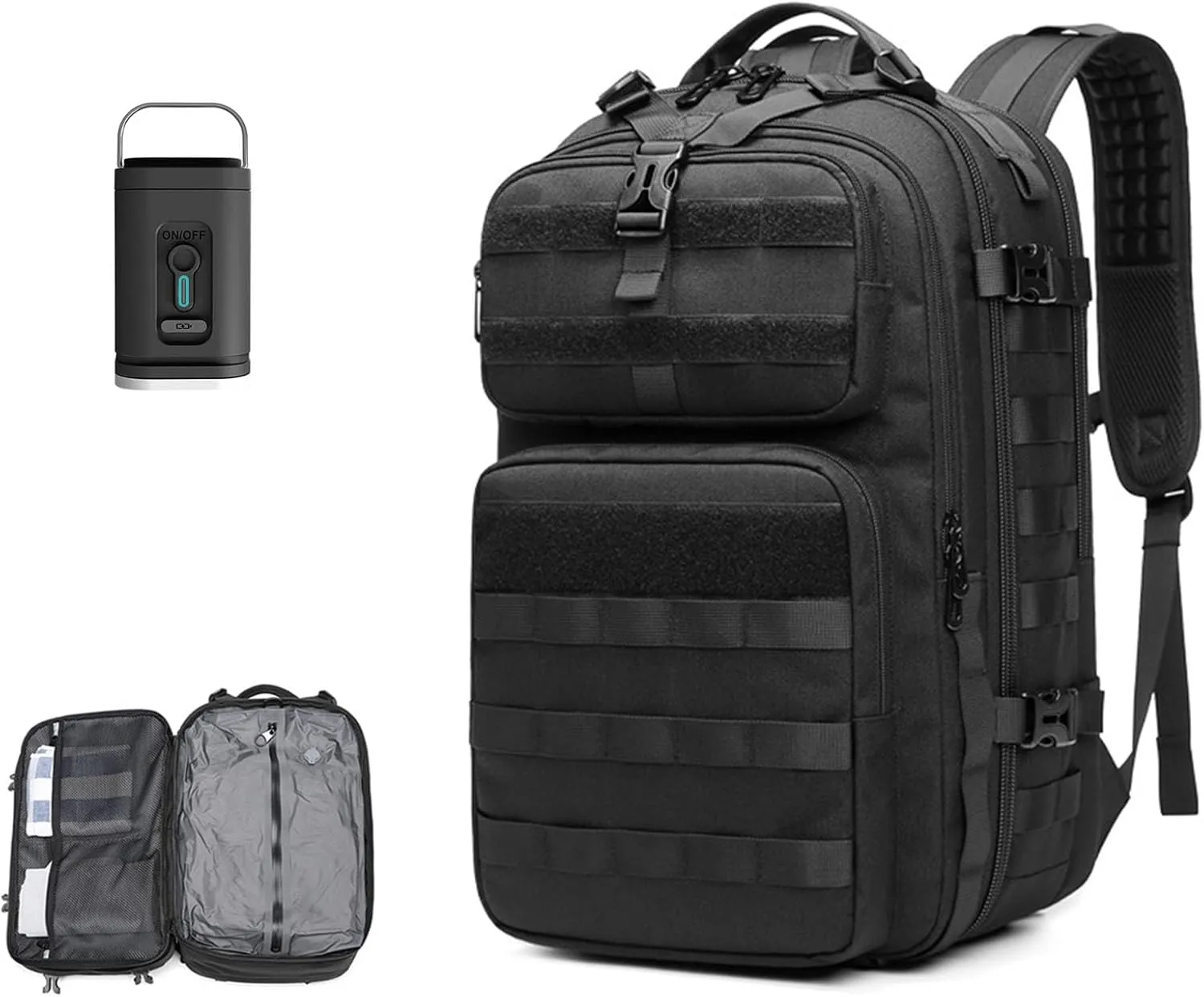 Travel backpack with vacuum system,Tactical Backpack 50L with Pump, Vacuum Seal Compression,Expandable Large Capacity Backpack for Water Resistant and Heavy Duty Hiking