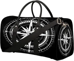 Travel Duffle Bag White Compass Foldable Travel Bags for Men Women, 17 Inch Gym Bag Workout Bag Carry on Weekender Overnight Bag for Gym Travel