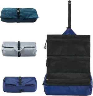 Travel Foldable Toiletry Bags for Women & Men Water-resistant Shaving Bag for Toiletries Accessories Makeup & Travel Essentials Lightweight Durable & Portable Organizer (Navy blue)