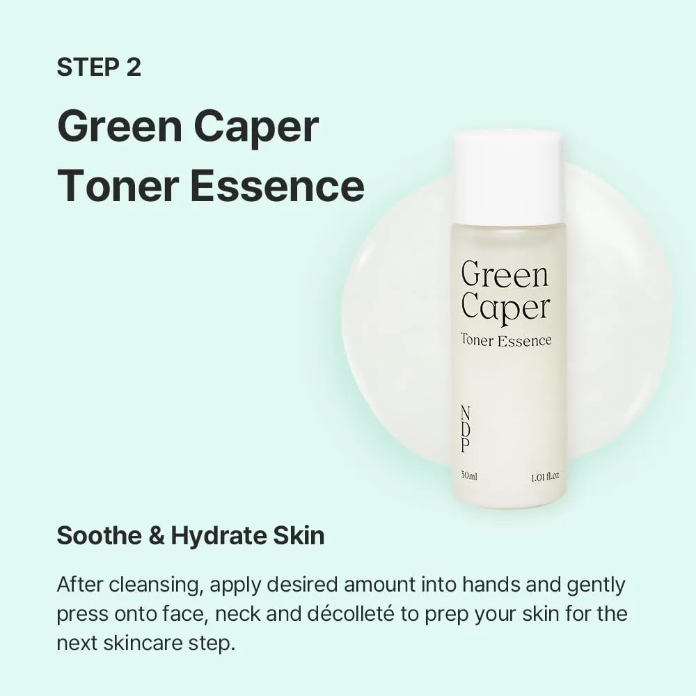 Travel Kit - Mini Travel Size Skincare Essentials - Moringa Hemp Gel Cleanser, Green Caper Toner Essence, Cica Bio-Placenta Cream, B9 Tone-Up Cream (4 items)