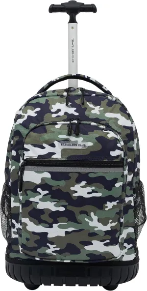 Travelers Club Rolling Backpack, Camo, 18 Inch