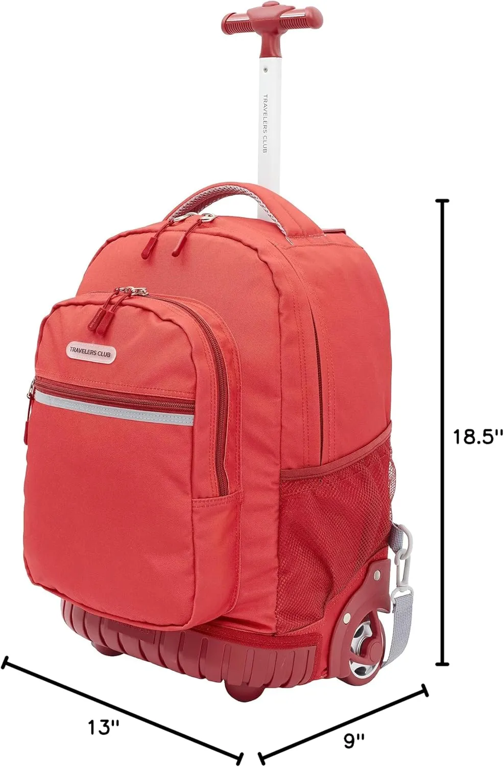 Travelers Club Rolling Backpack, Red, 18 Inch