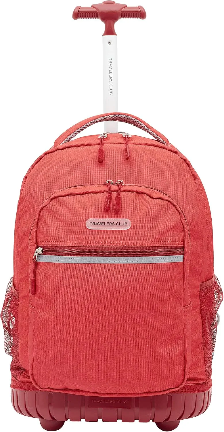 Travelers Club Rolling Backpack, Red, 18 Inch