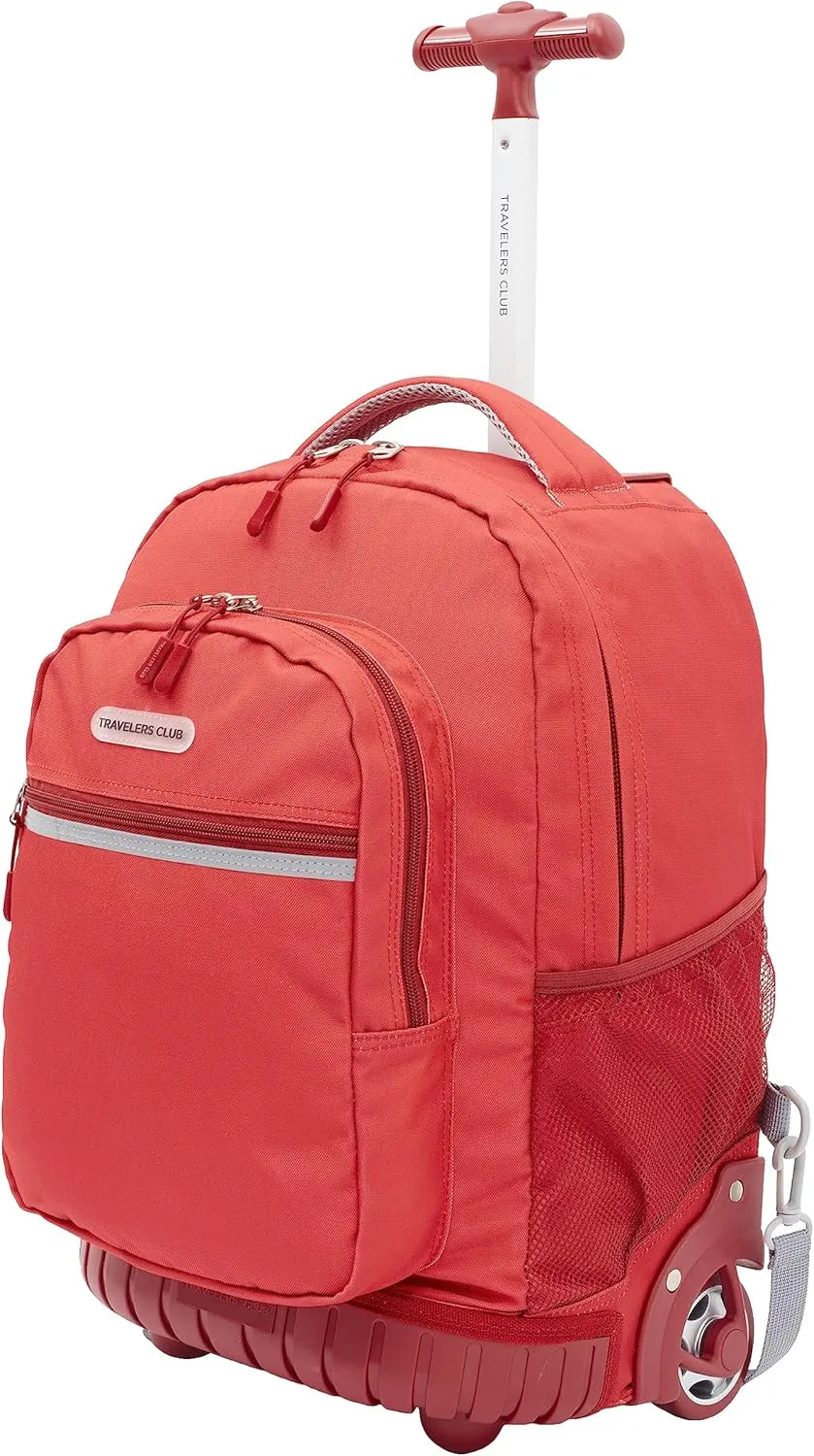Travelers Club Rolling Backpack, Red, 18 Inch
