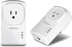 TRENDnet Powerline 500 AV Nano Adapter Kit with Built-in Outlet, Power Outlet Pass-Through, Includes 2 x TPL-407E Adapters, Plug & Play, Ideal for Smart TVs, Gaming, White, TPL-407E2K