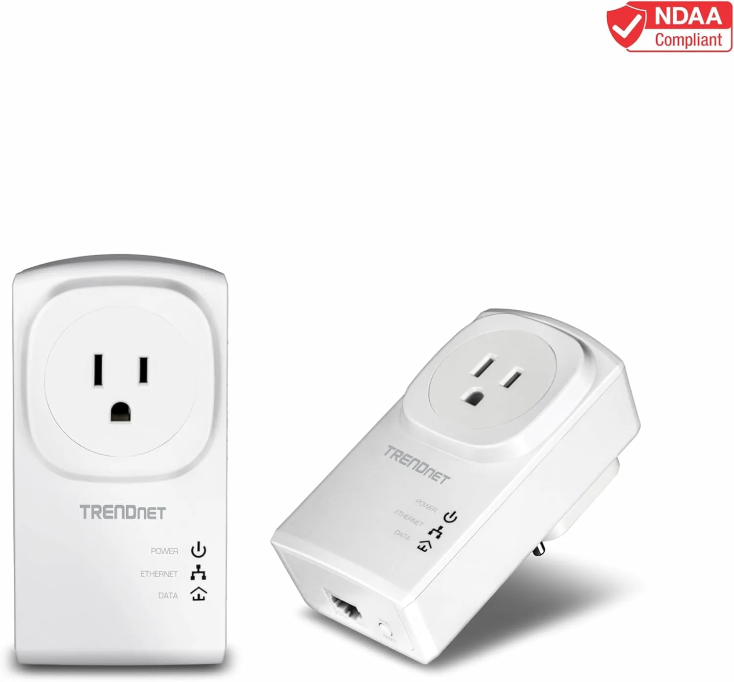 TRENDnet Powerline 500 AV Nano Adapter Kit with Built-in Outlet, Power Outlet Pass-Through, Includes 2 x TPL-407E Adapters, Plug & Play, Ideal for Smart TVs, Gaming, White, TPL-407E2K