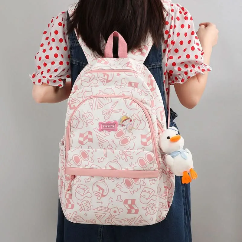 Trendy Graffiti School Backpack – Large-Capacity Bag for High & Junior High Students
