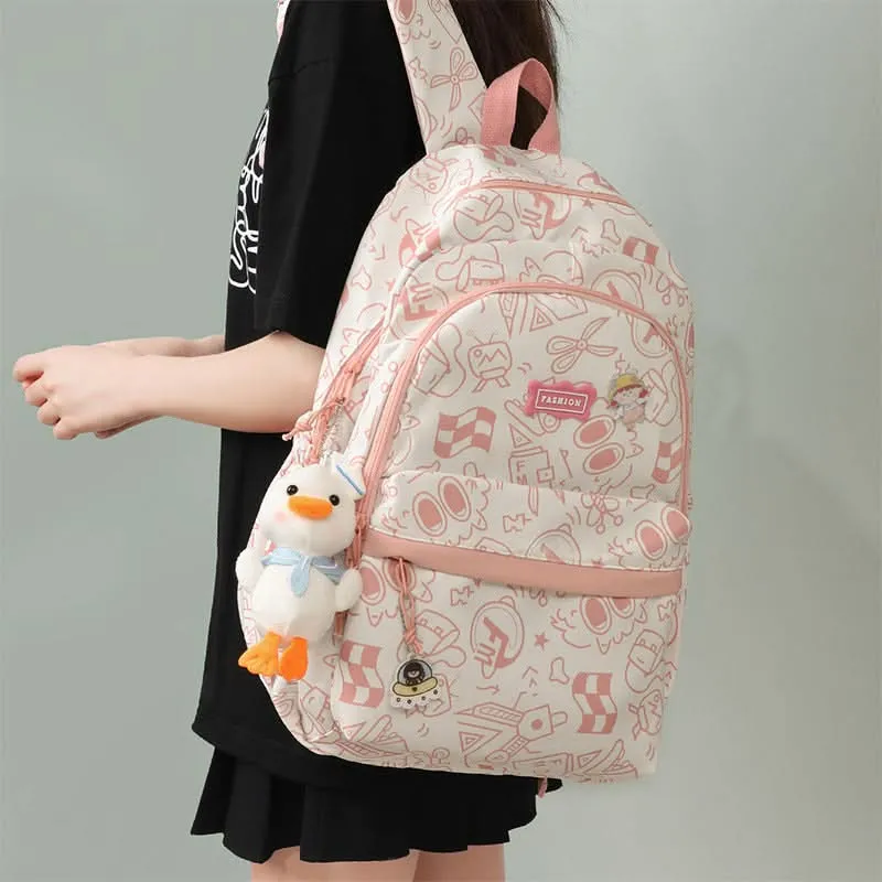 Trendy Graffiti School Backpack – Large-Capacity Bag for High & Junior High Students
