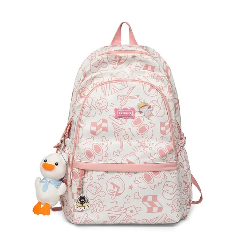 Trendy Graffiti School Backpack – Large-Capacity Bag for High & Junior High Students
