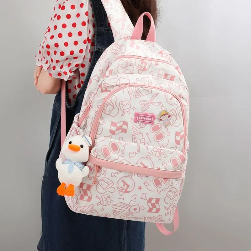 Trendy Graffiti School Backpack – Large-Capacity Bag for High & Junior High Students