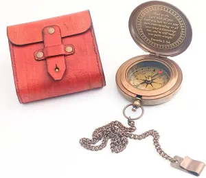 Trust in The Lord Compass - Proverbs 3:5-6 Engraved Brass & Leather Case Compass - Religious Gifts for Men, Baptism, Confirmation, Graduation Gift 2025