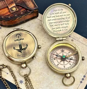 Trust in The Lord - Engraved Compass, Gifts for Men, Baptism, Confirmation, Communion Gift for Teenage Boys, Religious, Christian, Graduation, Sentimental Inspirational Gifts, Vintage Compass