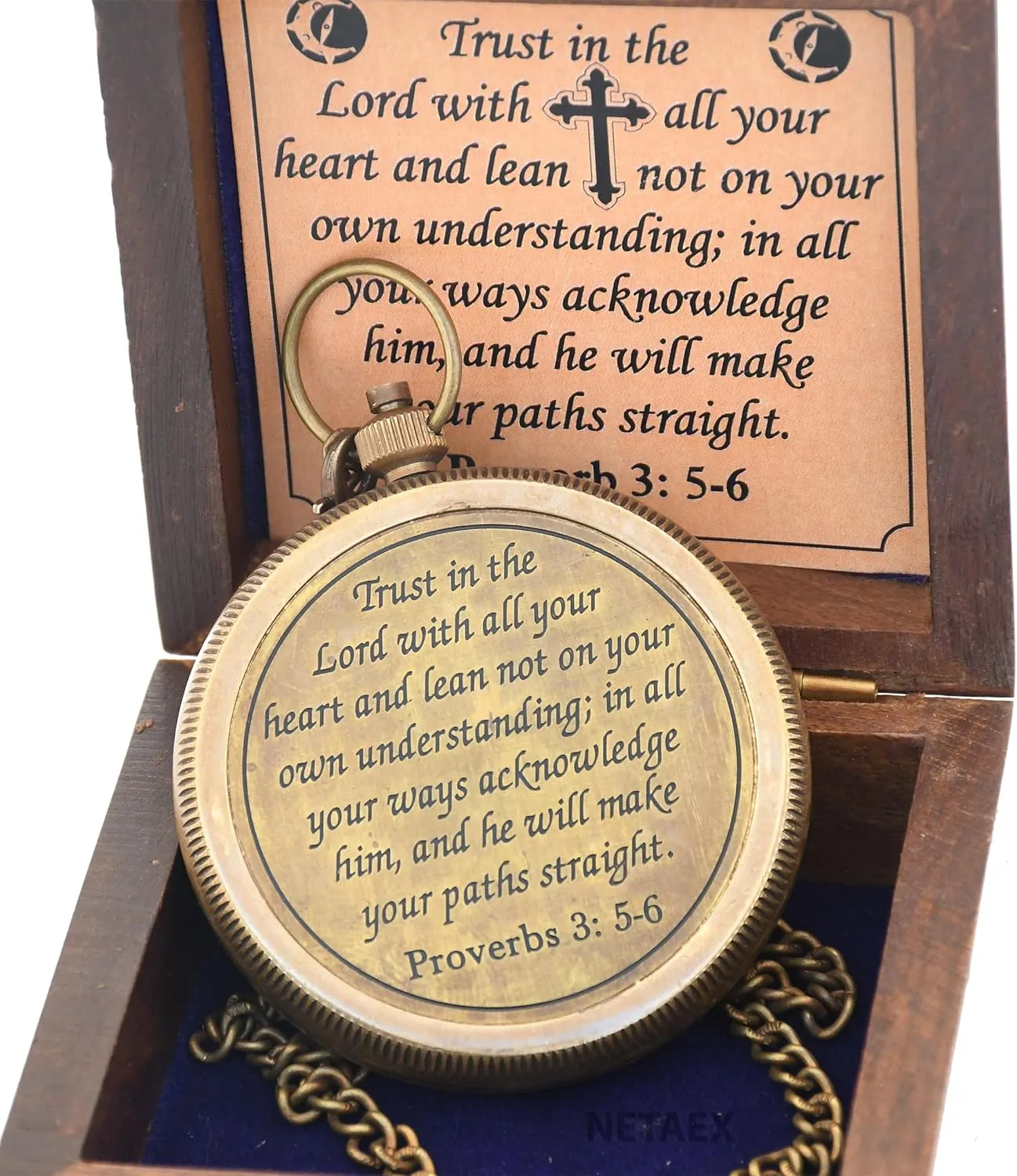 Trust in The Lord -Proverbs 3: 5-6 Quote Engraved Compass | Camping Compass Inspirational Christian Religious Gifts Men Women Catholic 2023 Graduation Gift Boys Girls
