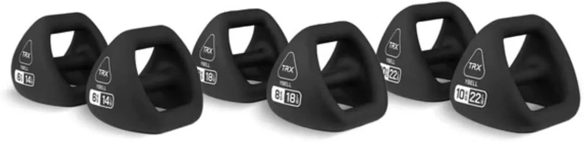 TRX YBell Neo Series 3-in-1 Kettlebell, Dumbbell and Push Up Bar Workout Equipment | Commercial Grade Neoprene Coated Surface | Perfect for Strength Training & Conditioning Workouts | Bundle