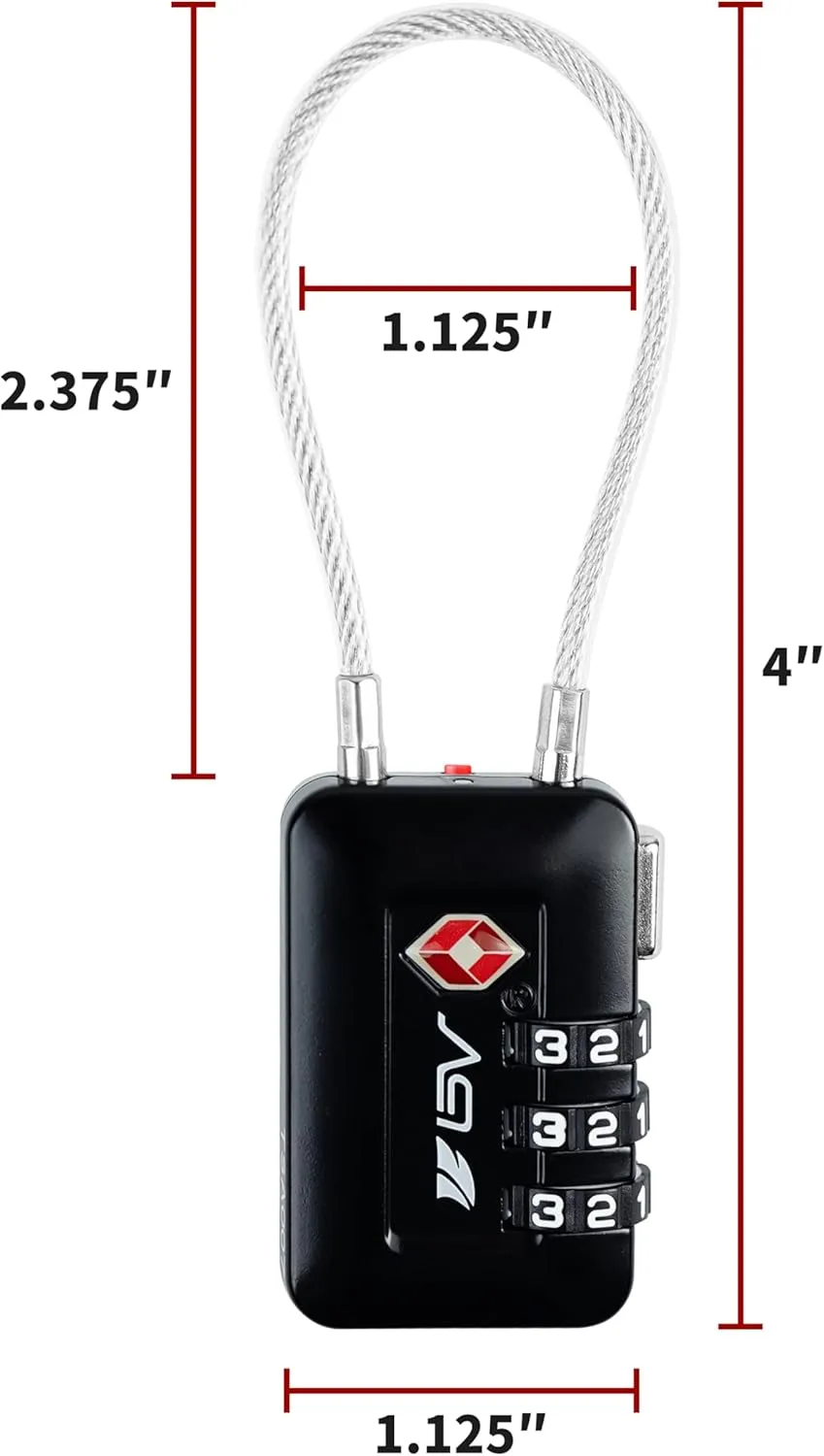 TSA Accepted Luggage Travel Lock, Set-Your-Own Combination Lock for School Gym Locker, Luggage Suitcase Baggage Locks, Filing Cabinets, Toolbox, Case (Black, 2 Pack)