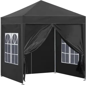 TUKAILAi Portable 10x10ft Pop Up Gazebo, Instant Canopy Water-Resistant Anti-UV Shelter with 4 Side Panels & Carry Bag, Steel Frame Tent for Outdoor Camping Party Event Four Seasons (Black)