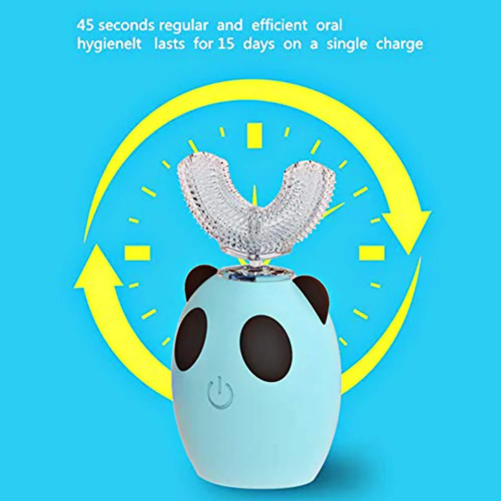 U-Shape Ultrasonic Kids Electric Toothbrush,Automatic Toothbrush with Three Gear Speed Clearning Mode,Cartoon Modeling for Child Toddlers (7/8-15 years, Yellow)