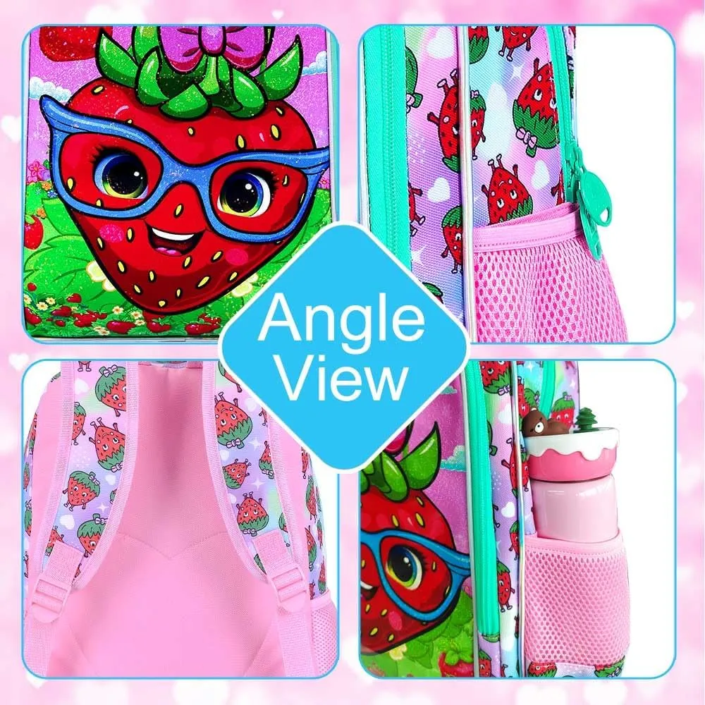 UFNDC 3PCS Girls Backpack, 16" Kids Bookbag with Lunch Box, Water Resistant School Bag for Elementary Preschool Toddler