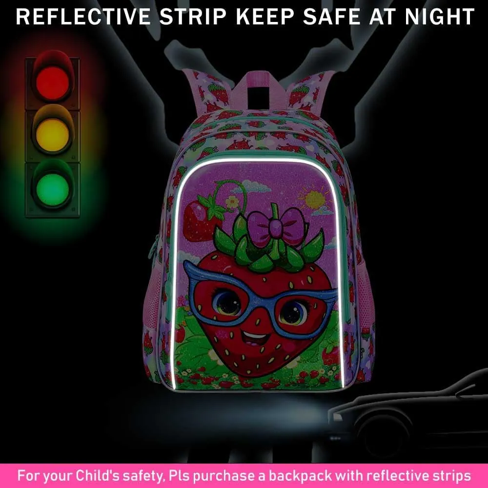 UFNDC 3PCS Girls Backpack, 16" Kids Bookbag with Lunch Box, Water Resistant School Bag for Elementary Preschool Toddler