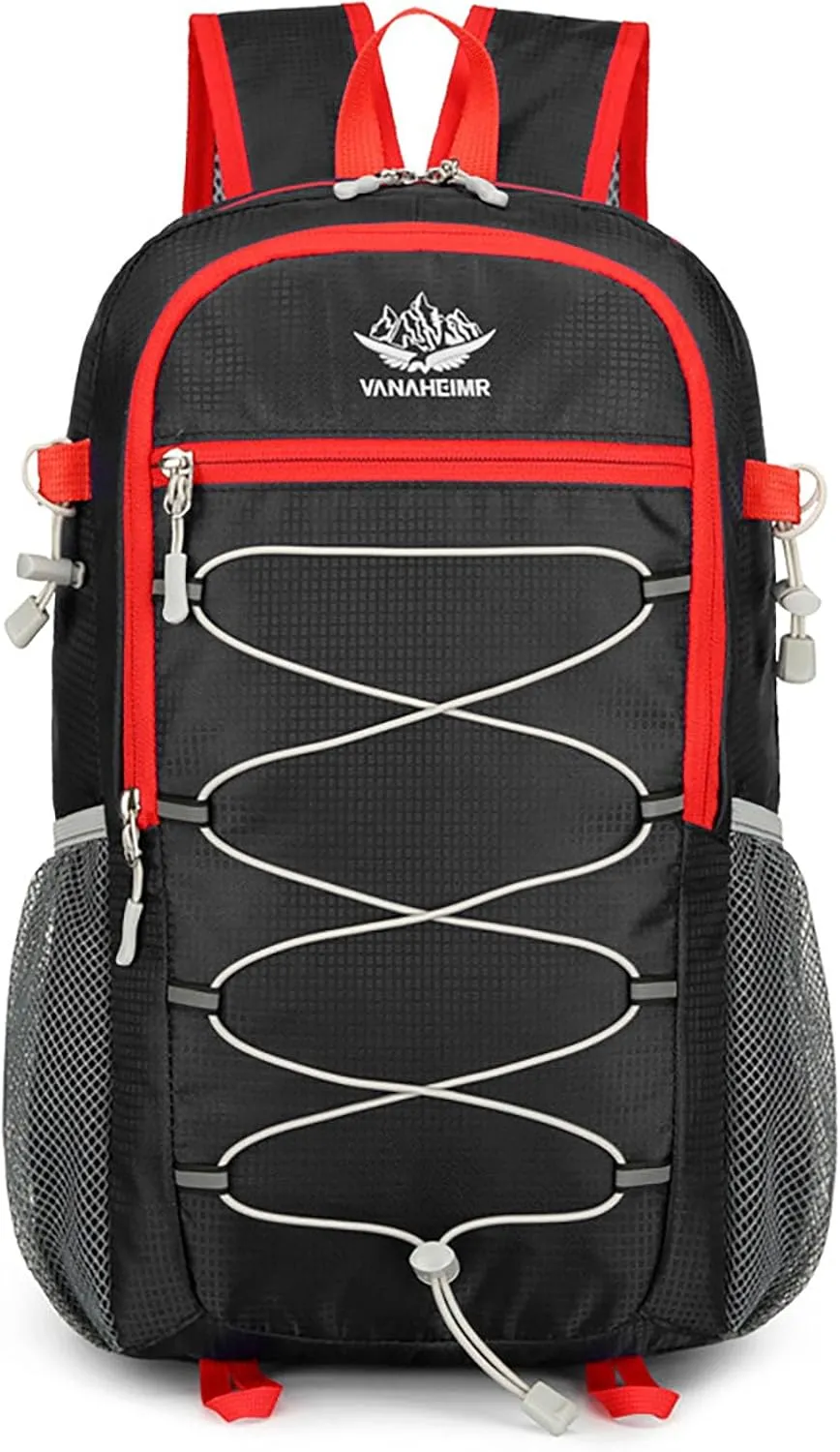 Ultralight Packable Travel Backpack for Camping & Hiking, 17-Inch Foldable Daypack with Large Capacity (Black)