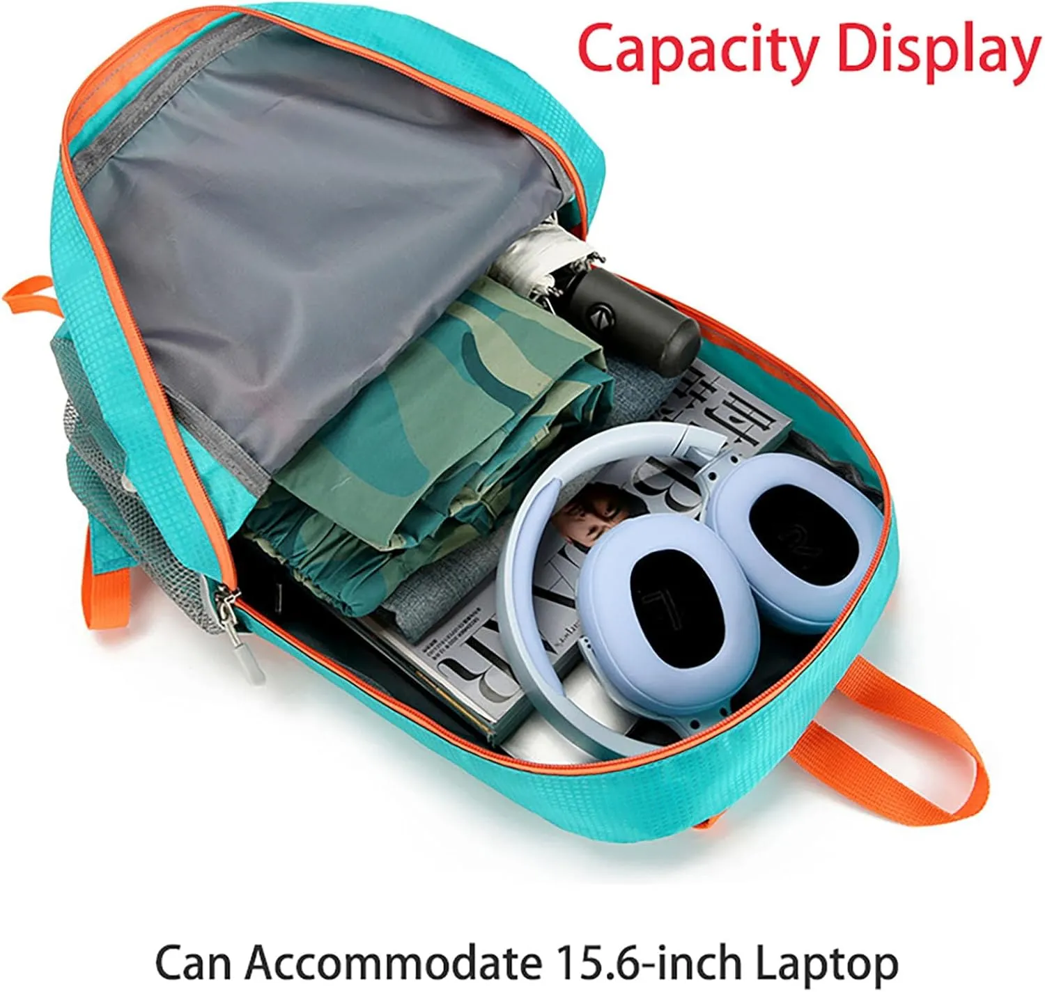 Ultralight Packable Travel Backpack for Camping & Hiking, 17-Inch Foldable Daypack with Large Capacity (Black)