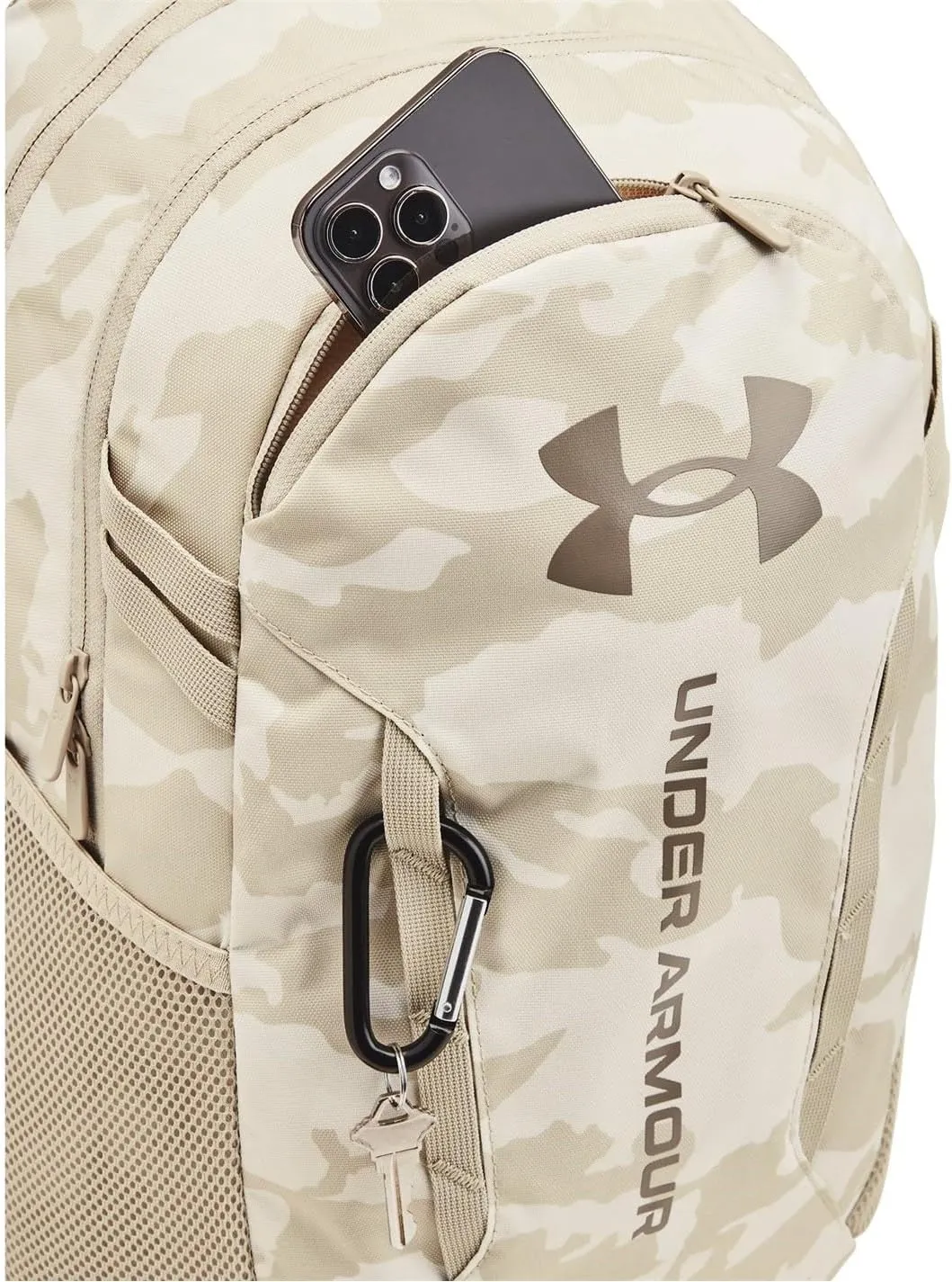Under Armour Unisex-Adult Hustle 6.0 Backpack, (110) Summit White / / Taupe Dusk, One Size Fits Most