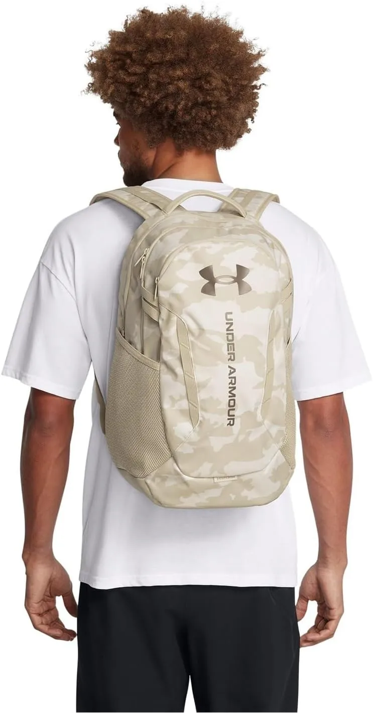 Under Armour Unisex-Adult Hustle 6.0 Backpack, (110) Summit White / / Taupe Dusk, One Size Fits Most