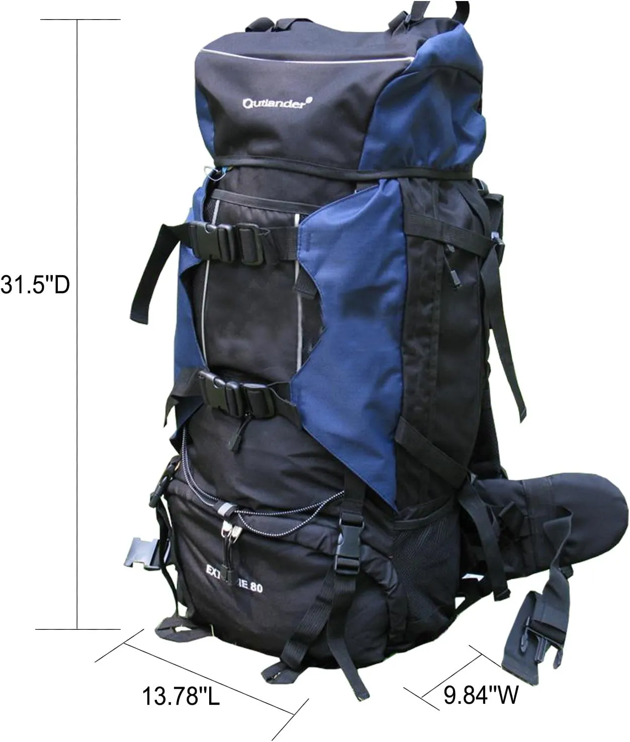 UNISTRENGH 80L Internal Frame Backpack Hiking Camping Backpacking Water Resistant Pack Trekking Bag with RainCover (Navy)