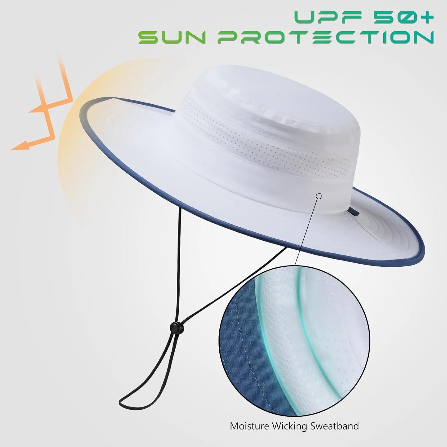 UPF 50  Foldable Brim Water-Resistant Sun Bucket Hat with Laser Perforated Mesh Adjustable for Men Women Outdoor