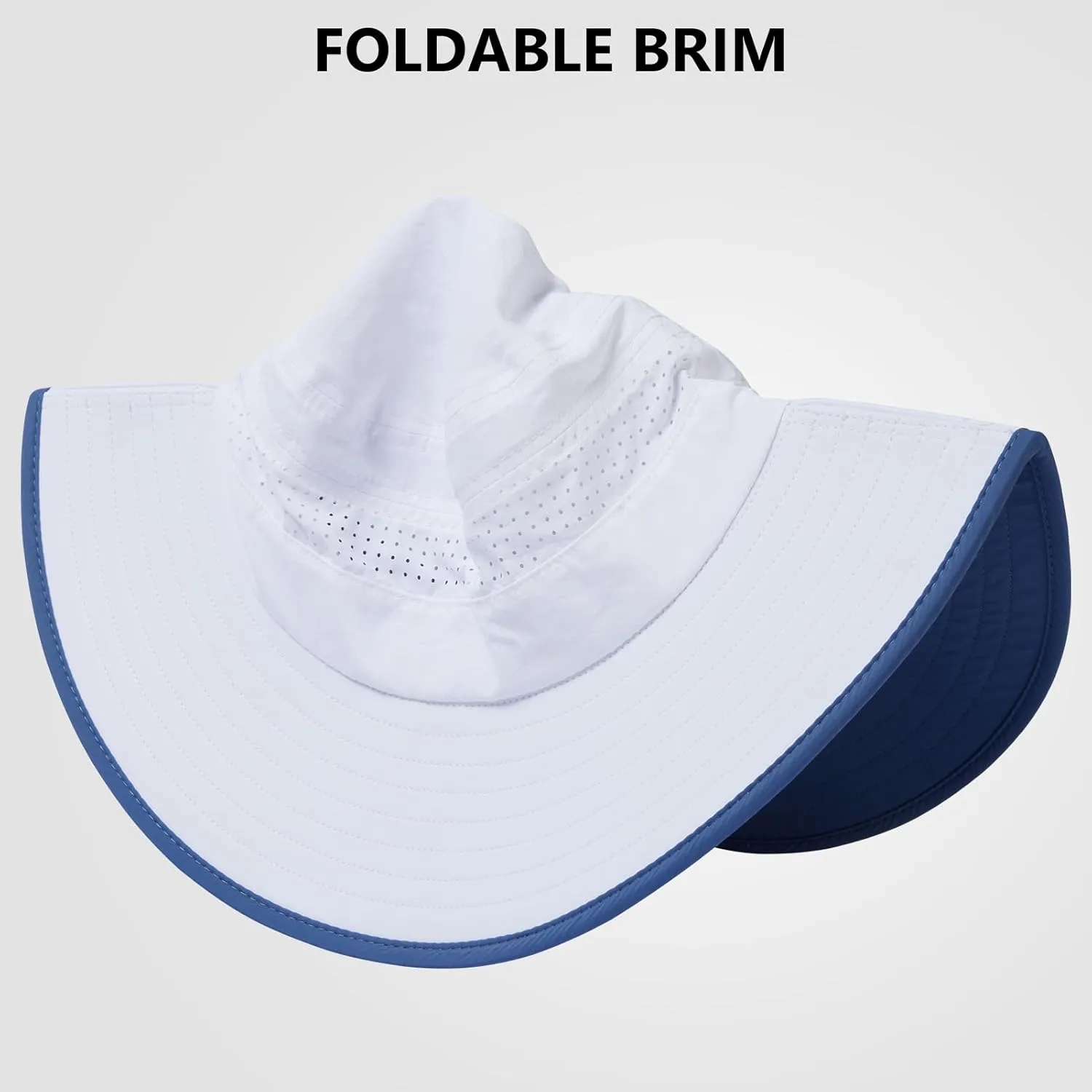 UPF 50  Foldable Brim Water-Resistant Sun Bucket Hat with Laser Perforated Mesh Adjustable for Men Women Outdoor