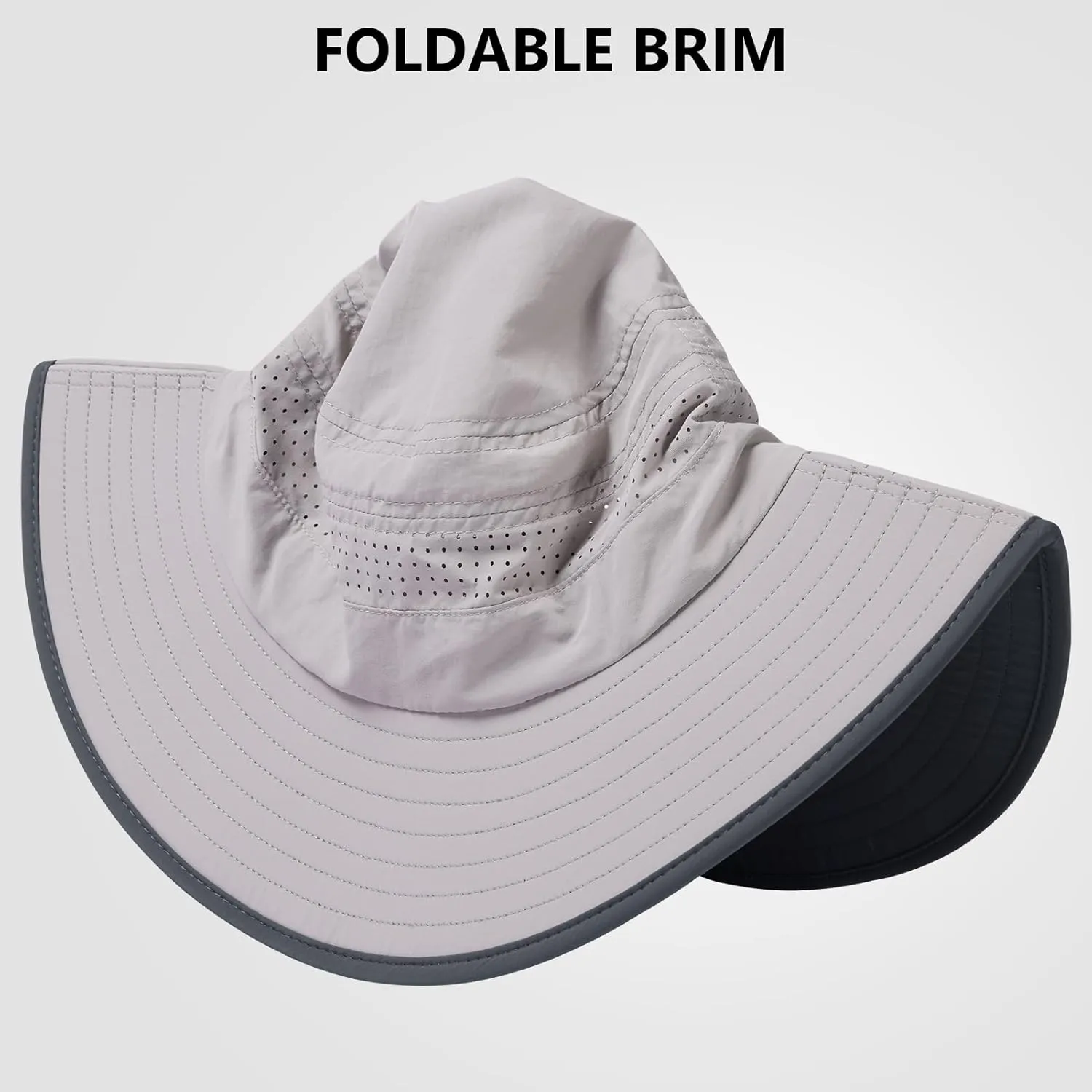 UPF 50  Foldable Brim Water-Resistant Sun Bucket Hat with Laser Perforated Mesh Adjustable for Men Women Outdoor