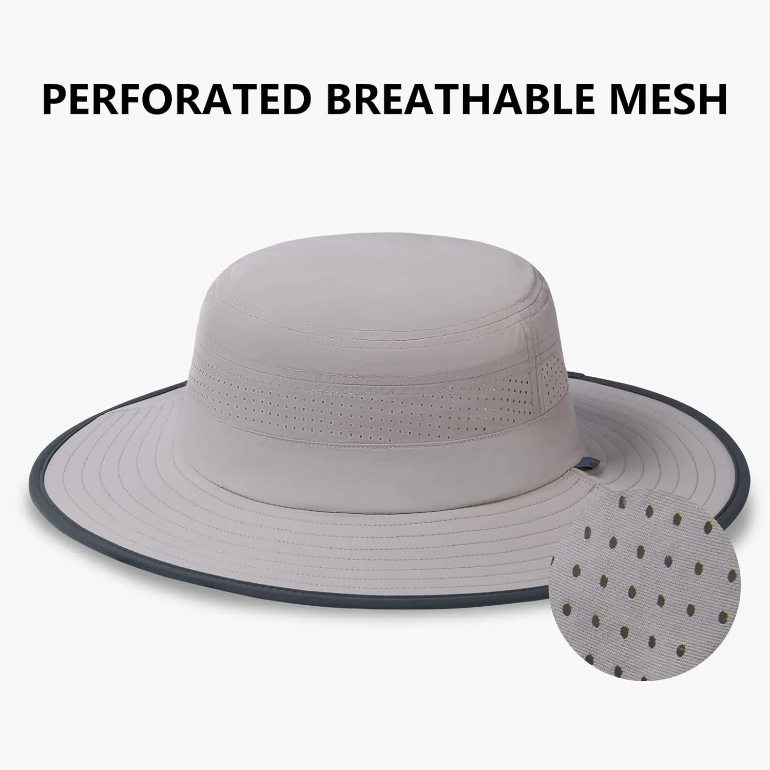 UPF 50  Foldable Brim Water-Resistant Sun Bucket Hat with Laser Perforated Mesh Adjustable for Men Women Outdoor
