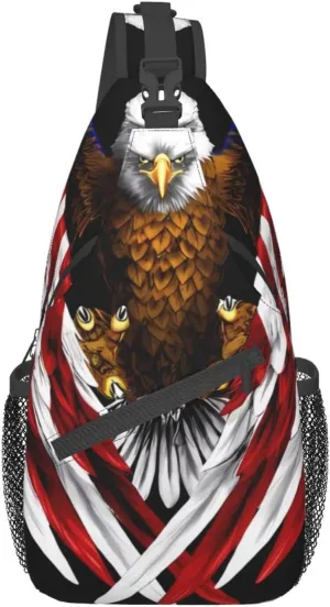 Usa Flag Patriotic Eagle Pattern Outdoor Hiking Backpack > Suitable For Men And Women Riding Strong And Sturdy High Storage Capacity Daily Travel