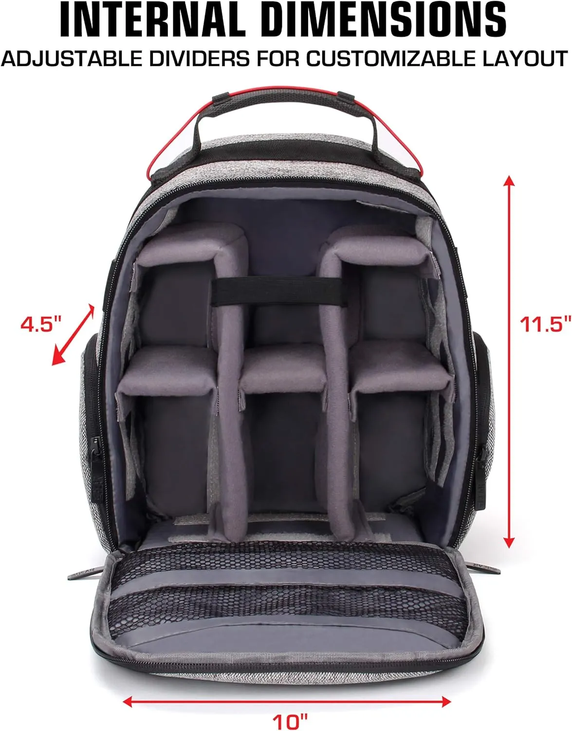 USA Gear Audio Equipment Backpack - Wireless Mic Case Compatible with Shure, Sennheiser, Audio-Technica, Rode VideoMic & more - Wireless Microphone Bag Backpack for Recording Microphones (Grey)