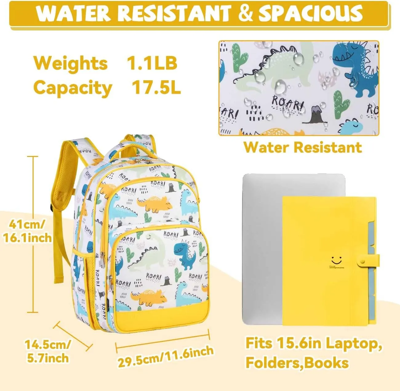 VASCHY Kids backpacks, 16in Water Resistant Boys Girls Backpack for Preschool/Primary/Elementary School Bookbag