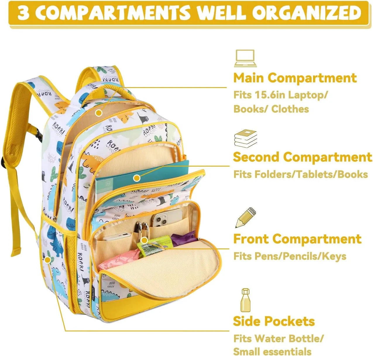 VASCHY Kids backpacks, 16in Water Resistant Boys Girls Backpack for Preschool/Primary/Elementary School Bookbag