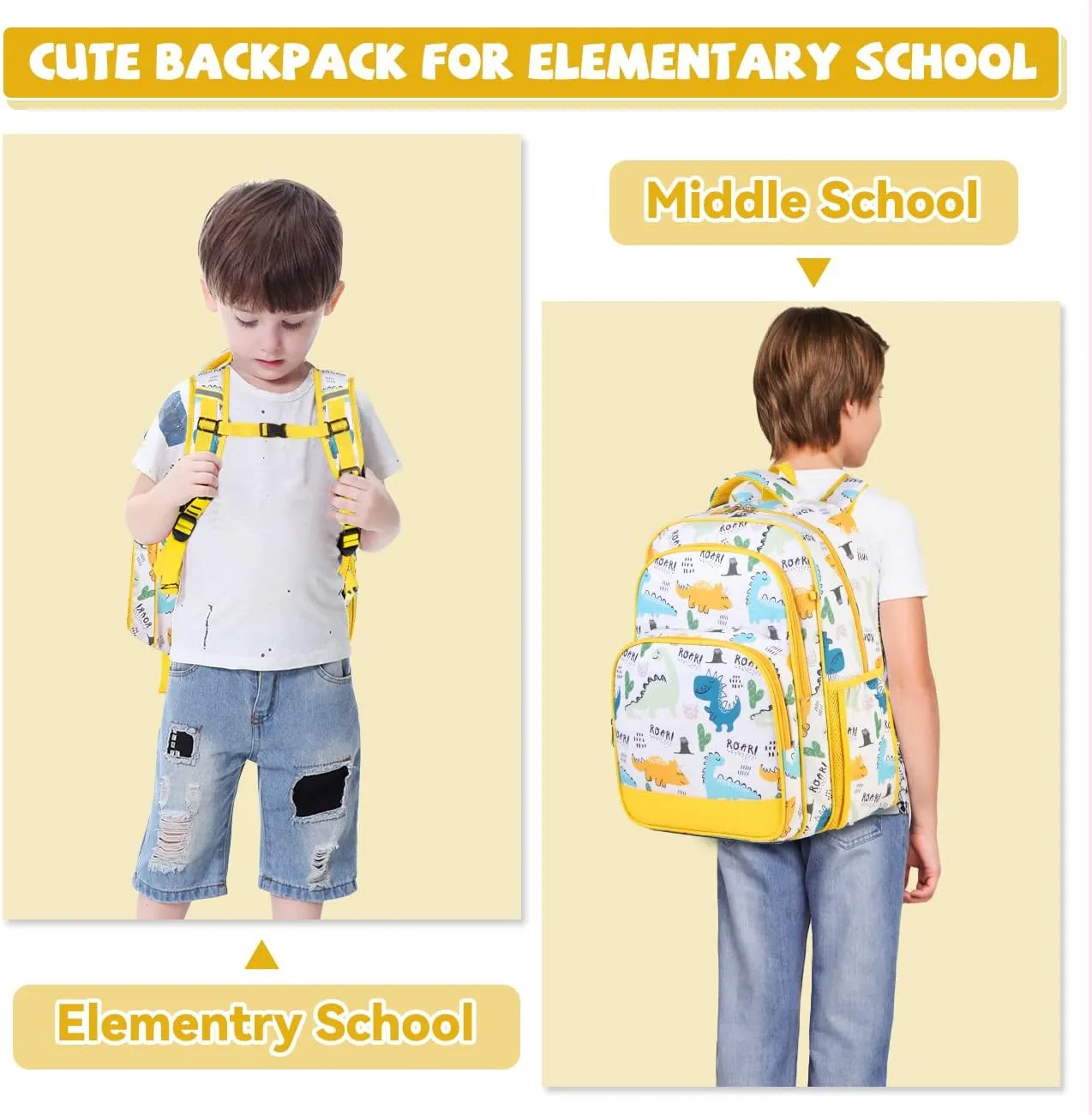 VASCHY Kids backpacks, 16in Water Resistant Boys Girls Backpack for Preschool/Primary/Elementary School Bookbag