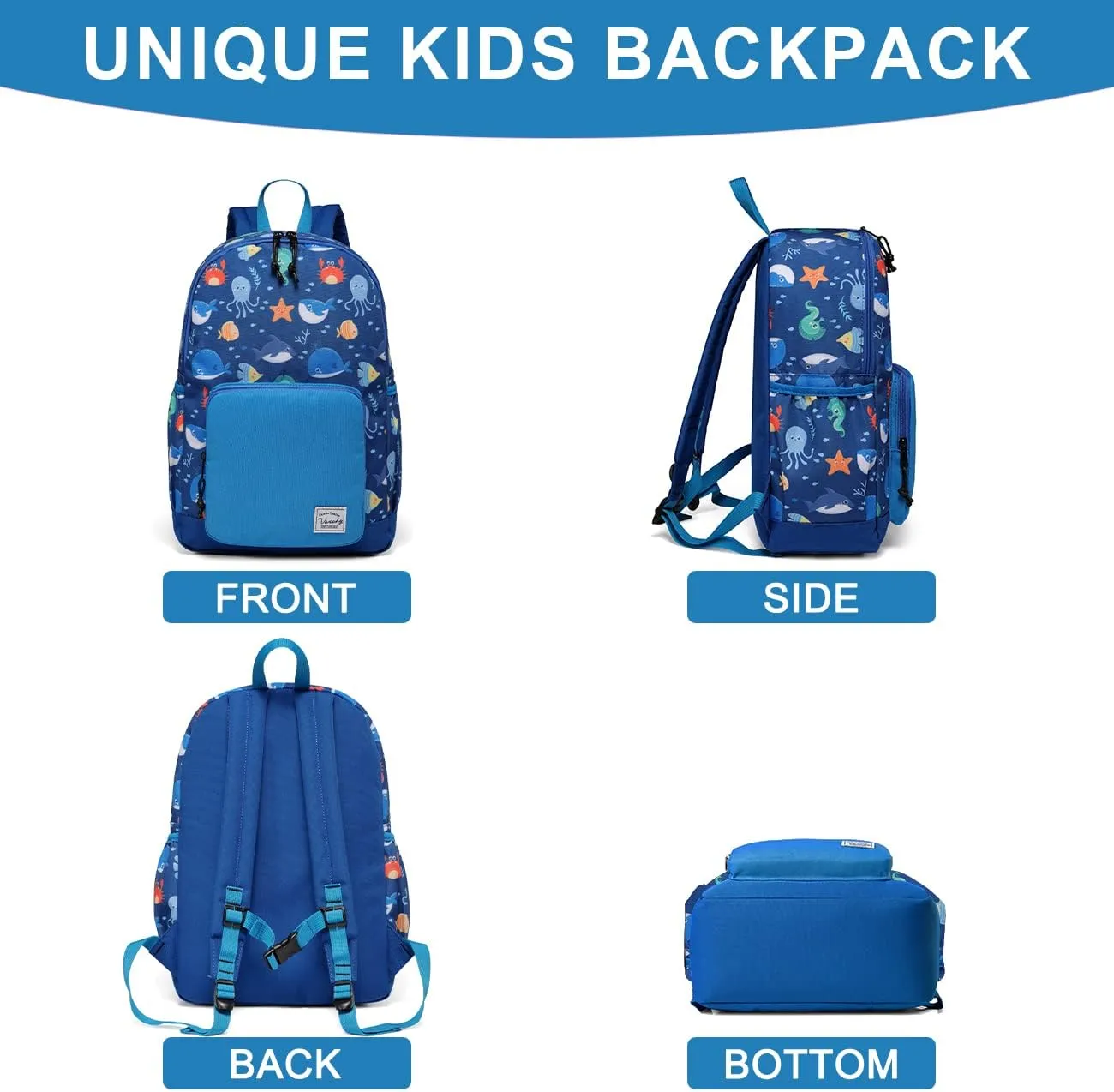VASCHY Kids backpacks, Cute Lightweight Water Resistant Preschool Backpack for Boys and Girls Chest Strap