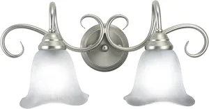 VAXCEL Bella 2 Light Bathroom Vanity Fixture, Brushed Nickel Finish, Transitional Over Mirror Lighting, Easy Installation