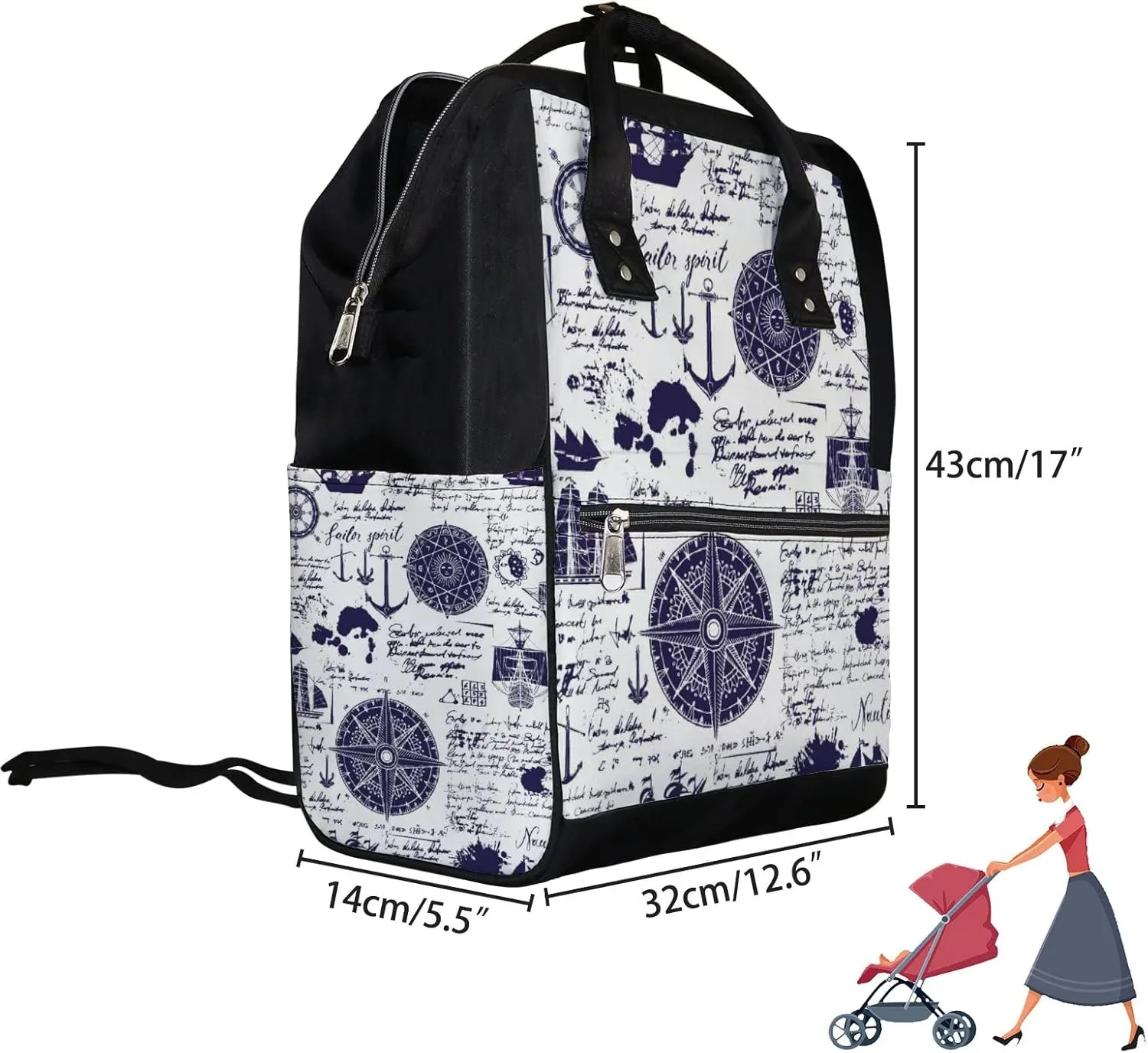 Vector Adventure Plan Diaper Bag Backpack Waterproof Backpack Baby Nappy Changing Bag for Travel Large Capacity Durable and Stylish for Woman