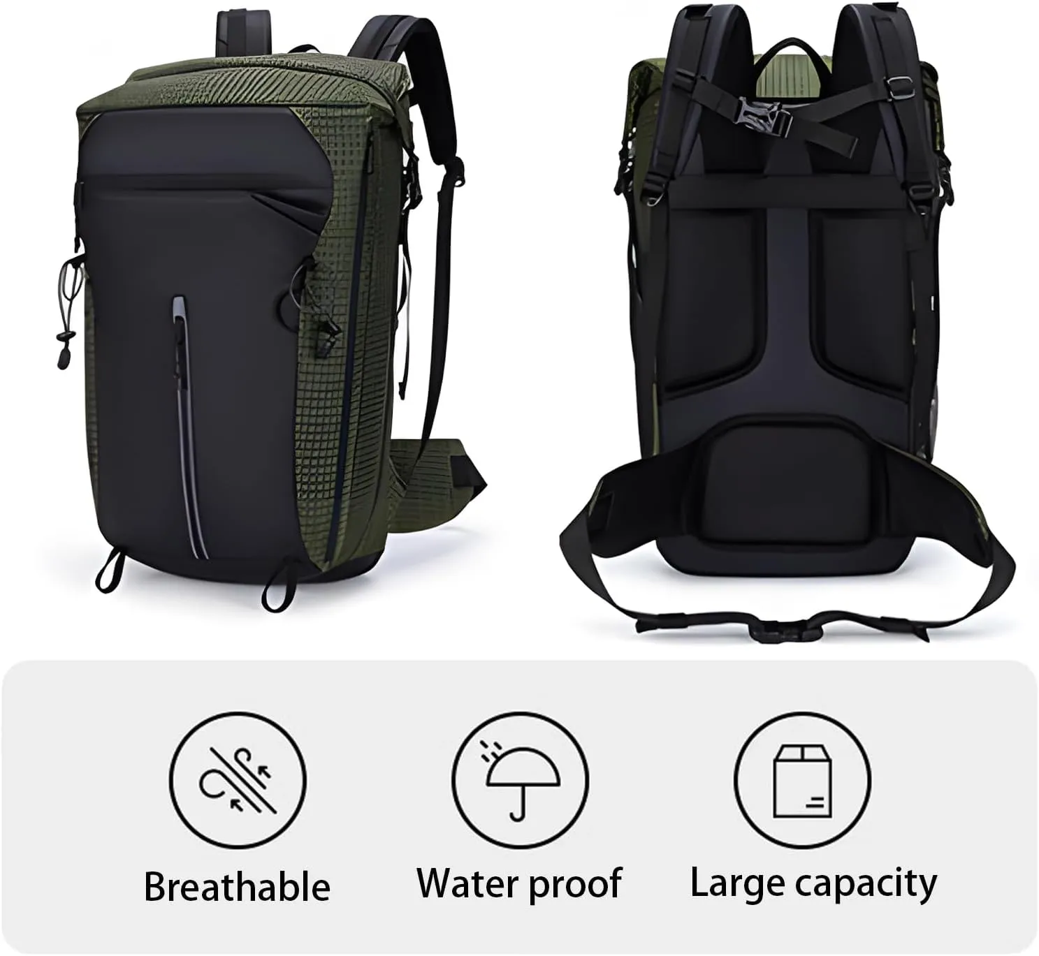 Vellyhiker 40L Hiking Backpack for Outdoor Camping Reflective Cycling Daypack Ultralight Outdoor Camping Travel Daypack (Army Green)