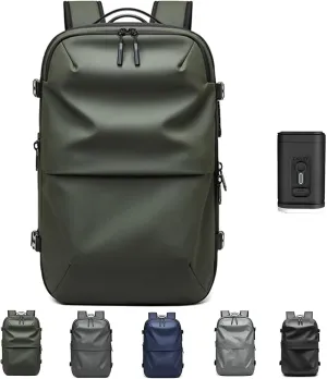 Velouette Mochila De Viaje, Veloussette Prestige Space Bag Vacuum Backpack Travel Anti Theft Lock Expandable Large Capacity (Green, Large)