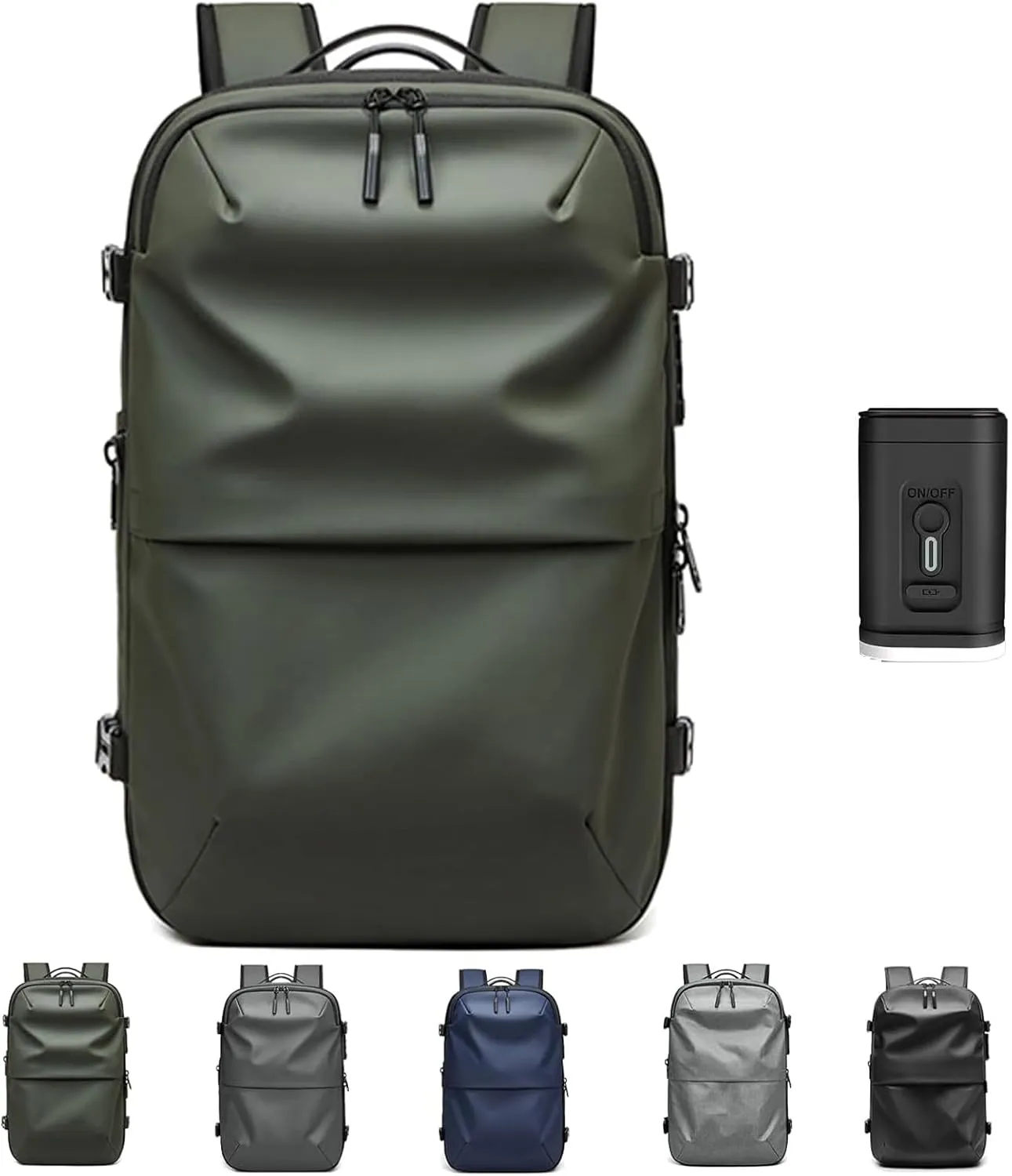 Velouette Mochila De Viaje, Veloussette Prestige Space Bag Vacuum Backpack Travel Anti Theft Lock Expandable Large Capacity (Green, Large)