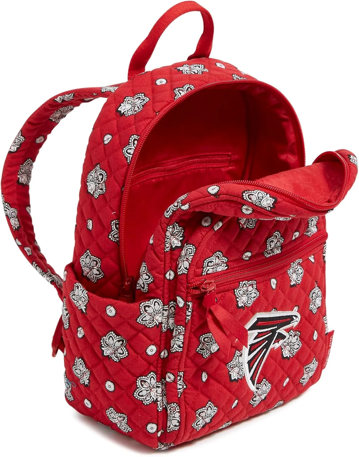Vera Bradley Women's Cotton NFL Small Backpack (Multiple Teams Available), Atlantafalconsonred/Silverbandana, One Size