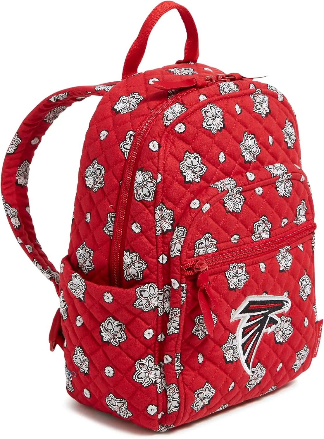 Vera Bradley Women's Cotton NFL Small Backpack (Multiple Teams Available), Atlantafalconsonred/Silverbandana, One Size