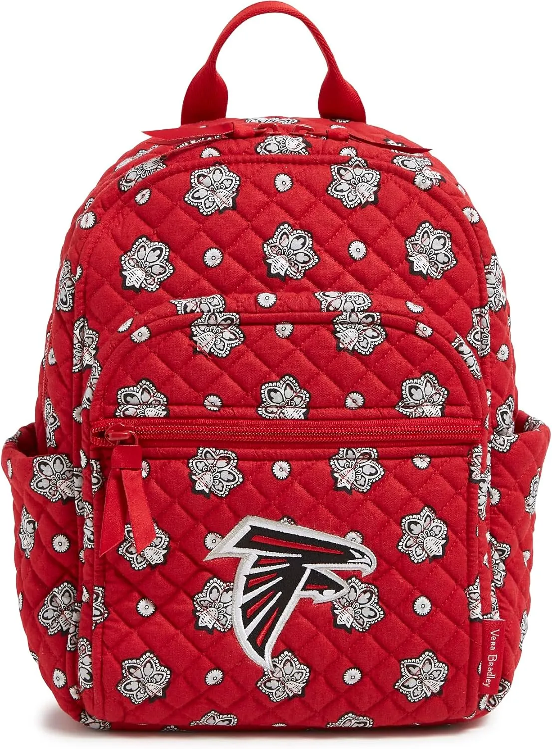 Vera Bradley Women's Cotton NFL Small Backpack (Multiple Teams Available), Atlantafalconsonred/Silverbandana, One Size