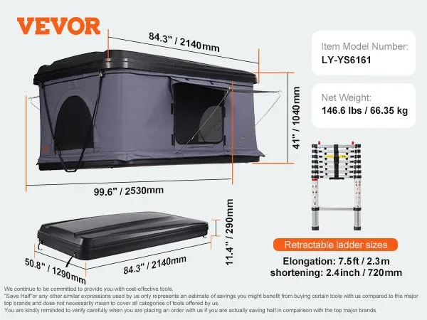 VEVOR Hard Shell Rooftop Tent with Ladder and Mattress for SUV Jeep Truck Van