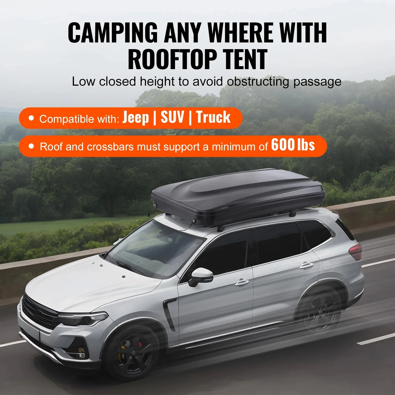 VEVOR Hard Shell Rooftop Tent with Ladder and Mattress for SUV Jeep Truck Van