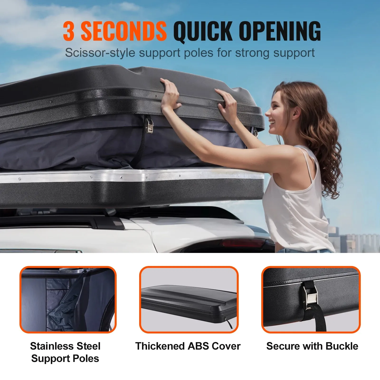VEVOR Hard Shell Rooftop Tent with Ladder and Mattress for SUV Jeep Truck Van